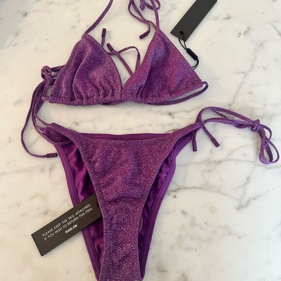 TRIANGL VINCA - VIOLET SPARKLE WITH BAG NWT 💜 - Picture 6 of 9